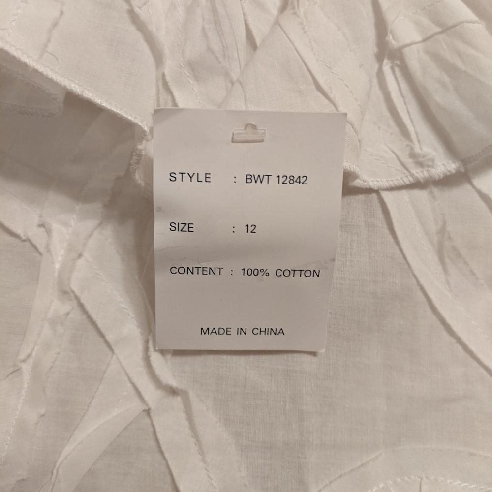 NWT Boston Proper White Ruffled Blouse Sz.12 - Picture 6 of 9